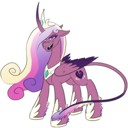 Size: 800x800 | Tagged: safe, artist:wiggles, princess cadance, ask king sombra, g4, curved horn, dark magic, female, horn, leonine tail, magic, nightmare cadance, nightmarified, possessed, simple background, slit pupils, solo, transparent background