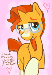 Size: 774x1122 | Tagged: safe, artist:mt, sunburst, pony, unicorn, g4, the crystalling, blaze (coat marking), coat markings, facial markings, looking at you, male, socks (coat markings), solo, stallion, stupid sexy sunburst, sunburst's glasses