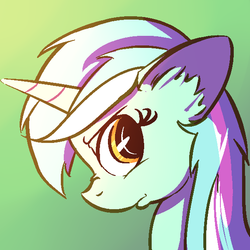 Size: 600x600 | Tagged: safe, artist:cheshiresdesires, lyra heartstrings, pony, unicorn, g4, ear fluff, female, gradient background, looking at you, lyra is not amused, nose wrinkle, portrait, solo, unamused