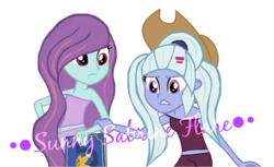 Size: 1024x626 | Tagged: safe, artist:sunnysabrineflare, sugarcoat, sunny flare, equestria girls, g4, my little pony equestria girls: friendship games, alternate clothes, simple background, transparent background, vector