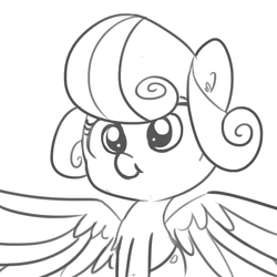 Size: 792x792 | Tagged: safe, artist:tjpones, princess flurry heart, pony, g4, the crystalling, black and white, female, grayscale, missing horn, monochrome, simple background, solo, white background