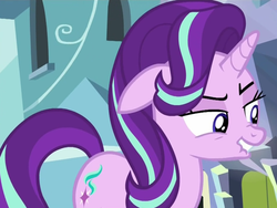 Size: 893x673 | Tagged: safe, screencap, starlight glimmer, pony, unicorn, g4, the crystalling, female, lidded eyes, lip bite, mare, solo, unf