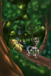 Size: 1280x1920 | Tagged: safe, artist:vell221, zecora, zebra, g4, everfree forest, female, flower, forest, path, solo