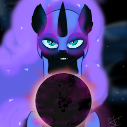 Size: 2400x2400 | Tagged: safe, artist:steam craft, nightmare moon, g4, female, high res, moon, solo, tangible heavenly object