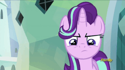 Size: 850x478 | Tagged: safe, screencap, starlight glimmer, g4, the crystalling, animated, discovery family logo, eyeroll, female
