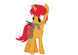 Size: 1024x724 | Tagged: safe, artist:wonkysole, oc, oc only, oc:matchstick, fire extinguisher, solo