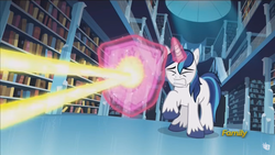 Size: 1366x768 | Tagged: safe, screencap, shining armor, g4, the crystalling, discovery family logo, magic, shield