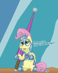 Size: 1280x1606 | Tagged: safe, artist:pabbley, fluttershy, g4, 30 minute art challenge, are you not entertained?, armor, female, gladiator, lance, parody, solo