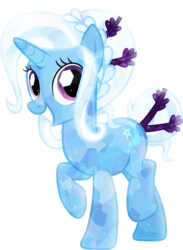 Size: 3287x4500 | Tagged: safe, artist:xebck, trixie, crystal pony, pony, g4, crystal trixie, crystallized, female, high res, raised hoof, simple background, smiling, solo, transparent background, vector