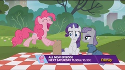 Size: 1360x768 | Tagged: safe, screencap, maud pie, pinkie pie, rarity, g4, the gift of the maud pie