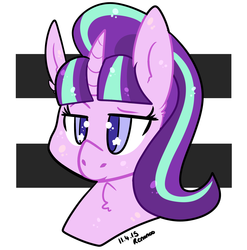 Size: 2926x2957 | Tagged: safe, artist:bunxl, starlight glimmer, pony, unicorn, g4, chest fluff, female, high res, mare, portrait, solo, starry eyes, wingding eyes