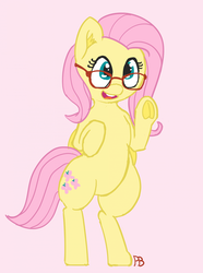 Size: 1280x1720 | Tagged: safe, artist:pabbley, fluttershy, pony, g4, 30 minute art challenge, bipedal, female, glasses, solo, underhoof