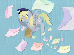 Size: 1600x1195 | Tagged: safe, artist:zoeezoee, derpy hooves, pegasus, pony, g4, female, mail, mailbag, mare, solo