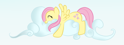 Size: 2592x940 | Tagged: safe, artist:zoeezoee, fluttershy, g4, cloud, female, solo