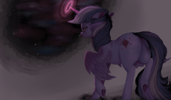 Size: 1531x894 | Tagged: safe, artist:colorlesscupcake, twilight sparkle, alicorn, pony, g4, alternate cutie mark, female, halo, magic, mare, solo, twilight sparkle (alicorn)