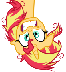 Size: 3235x3500 | Tagged: safe, artist:xebck, edit, sunset shimmer, pony, unicorn, g4, female, high res, insanity, messy mane, recolor, simple background, snapset shimmer, solo, transparent background, upside down, vector