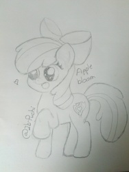 Size: 1224x1632 | Tagged: safe, artist:ib-puchi, apple bloom, g4, cutie mark, female, monochrome, open mouth, sketch, solo, the cmc's cutie marks, traditional art