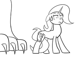 Size: 1000x730 | Tagged: safe, artist:sehtkmet, trixie, pony, unicorn, ursa minor, g4, female, mare, monochrome, nervous