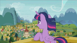 Size: 640x360 | Tagged: safe, edit, edited screencap, screencap, spike, starlight glimmer, twilight sparkle, alicorn, dragon, pony, unicorn, g4, the crystalling, animated, balcony, butt, discovery family logo, female, folding snowflake meme, funny, grin, heart, implied fluffle puff, leaning, mare, open mouth, pillow, plot, pomf, ponyville, smiling, snowflake envelope, twilight sparkle (alicorn), wind, windswept mane, wing hands