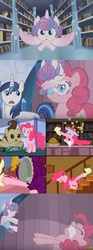 Size: 390x1053 | Tagged: safe, screencap, pinkie pie, pound cake, princess flurry heart, shining armor, pony, baby cakes, g4, the crystalling, baby, baby pony, meme, post traumatic stress disorder, ptsd