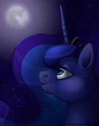 Size: 792x1008 | Tagged: safe, artist:faunacreations, princess luna, g4, female, mare in the moon, moon, solo