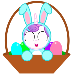 Size: 1865x1909 | Tagged: safe, artist:comfydove, artist:lil-lovey, princess flurry heart, g4, the crystalling, basket, bunny costume, clothes, cute, easter, female, flurrybetes, simple background, solo, transparent background, vector