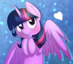 Size: 4000x3500 | Tagged: safe, artist:fluffyxai, twilight sparkle, alicorn, pony, g4, belly button, blushing, cute, female, heart, looking at you, mare, solo, spread wings, twiabetes, twilight sparkle (alicorn)