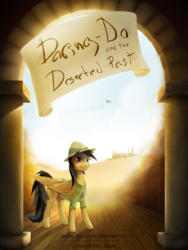 Size: 1428x1904 | Tagged: safe, artist:qsteel, daring do, pegasus, pony, g4, fanfic art, fanfic cover, female, plane, solo