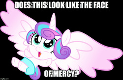 Size: 765x500 | Tagged: safe, princess flurry heart, g4, face of mercy, female, filly, foal, image macro, meme, princess doom heart, silly filly