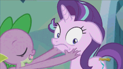 Size: 1280x720 | Tagged: safe, artist:gerardogreiff, edit, edited screencap, screencap, spike, starlight glimmer, dragon, pony, unicorn, g4, the crystalling, animated, blushing, cute, discovery family logo, dragon x pony, duo, female, glimmerbetes, i can't believe it's not superedit, interspecies, kiss edit, kiss on the lips, kissing, male, mare, ship:sparlight, shipping, spikabetes, straight
