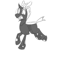 Size: 2500x2500 | Tagged: safe, artist:darklordsnuffles, oc, oc only, oc:#4330715, changeling, high res, male, monochrome, solo