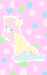 Size: 800x1280 | Tagged: safe, artist:cute_pinkie7, fluttershy, human, g4, anime, base used, clothes, cute, female, humanized, pony ears, socks, solo, sweater, sweatershy, thigh highs