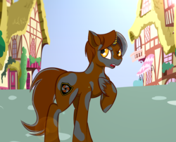 Size: 1950x1577 | Tagged: safe, artist:woons, oc, oc only, oc:titan guard, clydesdale, horse, pony, unicorn, horn, horn inlay, solo