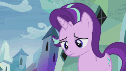 Size: 504x284 | Tagged: safe, screencap, starlight glimmer, g4, season 6, the crystalling, animated, female, frown, invisible stallion, moaning, out of context, solo