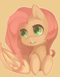 Size: 600x767 | Tagged: dead source, safe, artist:misukitty, fluttershy, pegasus, pony, g4, bust, female, mare, simple background, solo