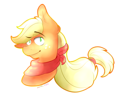 Size: 2967x2349 | Tagged: safe, artist:sketch0works, applejack, g4, bandana, female, hatless, high res, missing accessory, portrait, simple background, solo