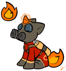 Size: 539x575 | Tagged: safe, artist:zutcha, pony, unicorn, crossover, ponified, pyro (tf2), solo, team fortress 2