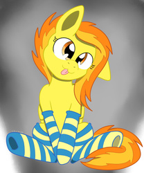 Size: 1024x1229 | Tagged: safe, artist:theartistsora, spitfire, g4, clothes, cute, female, socks, solo, striped socks, tongue out