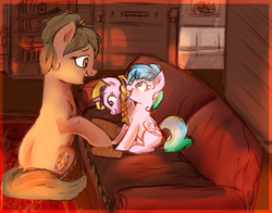 Size: 1023x802 | Tagged: safe, artist:segraece, oc, oc only, oc:double mind, oc:mrs polon, oc:power plant, pony, fanfic:time to die, conjoined, conjoined twins, fanfic art, female, filly, multiple heads, sitting, two heads