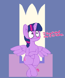 Size: 540x643 | Tagged: safe, artist:pabbley, twilight sparkle, alicorn, pony, g4, 30 minute art challenge, confused, female, mare, solo, throne, twilight sparkle (alicorn)