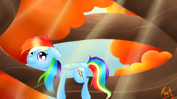 Size: 1280x720 | Tagged: safe, artist:catopia26, rainbow dash, g4, autumn, female, solo, tree