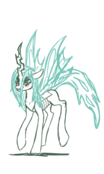 Size: 770x1280 | Tagged: safe, artist:katkathasahathat, queen chrysalis, changeling, changeling queen, g4, blushing, female, smiling, solo