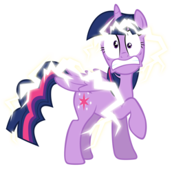 Size: 7100x7000 | Tagged: safe, artist:tardifice, twilight sparkle, alicorn, pony, g4, twilight's kingdom, absurd resolution, electricity, electrocution, female, funny, funny face, hilarious, mare, overpowered, photoshop, raised hoof, simple background, solo, transparent background, twilight sparkle (alicorn), vector