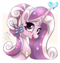 Size: 1000x1060 | Tagged: safe, artist:joakaha, princess cadance, crystal pony, pony, g4, alternate hairstyle, crystallized, female, looking at you, open mouth, simple background, solo