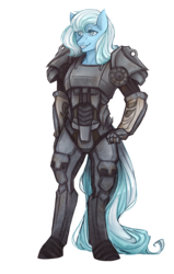 Size: 2052x3228 | Tagged: safe, artist:mscootaloo, oc, oc only, oc:wintermute, earth pony, anthro, unguligrade anthro, fallout, fallout 4, high res, power armor, powered exoskeleton, solo