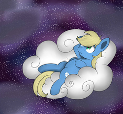 Size: 1024x956 | Tagged: safe, artist:theartistsora, oc, oc only, oc:synthis, cloud, music, night, sky, thinking