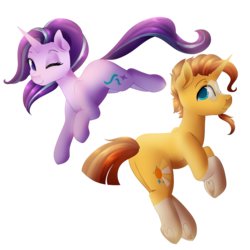 Size: 1280x1280 | Tagged: safe, artist:rue-willings, starlight glimmer, sunburst, g4, the crystalling, female, male, ship:starburst, shipping, simple background, straight, transparent background