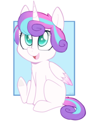 Size: 720x1000 | Tagged: safe, artist:higglytownhero, princess flurry heart, alicorn, pony, g4, season 6, the crystalling, cute, female, filly, flurrybetes, foal, older, older flurry heart, open mouth, open smile, simple background, sitting, smiling, solo, transparent background
