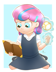 Size: 2975x3850 | Tagged: safe, artist:vsdrawfag, princess flurry heart, human, g4, the crystalling, book, clothes, dress, female, high res, humanized, magic, older, reading, shoes, skirt, solo