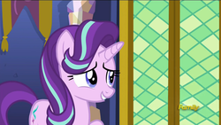 Size: 1366x768 | Tagged: safe, screencap, starlight glimmer, g4, the crystalling, discovery family logo, female, solo